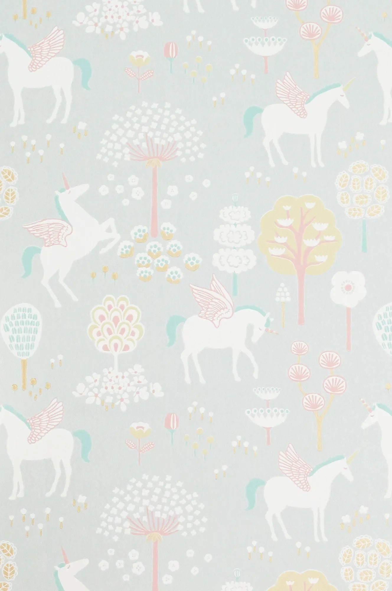 Majvillan True Unicorns grey behang sfeerbeeld kinderkamer detail