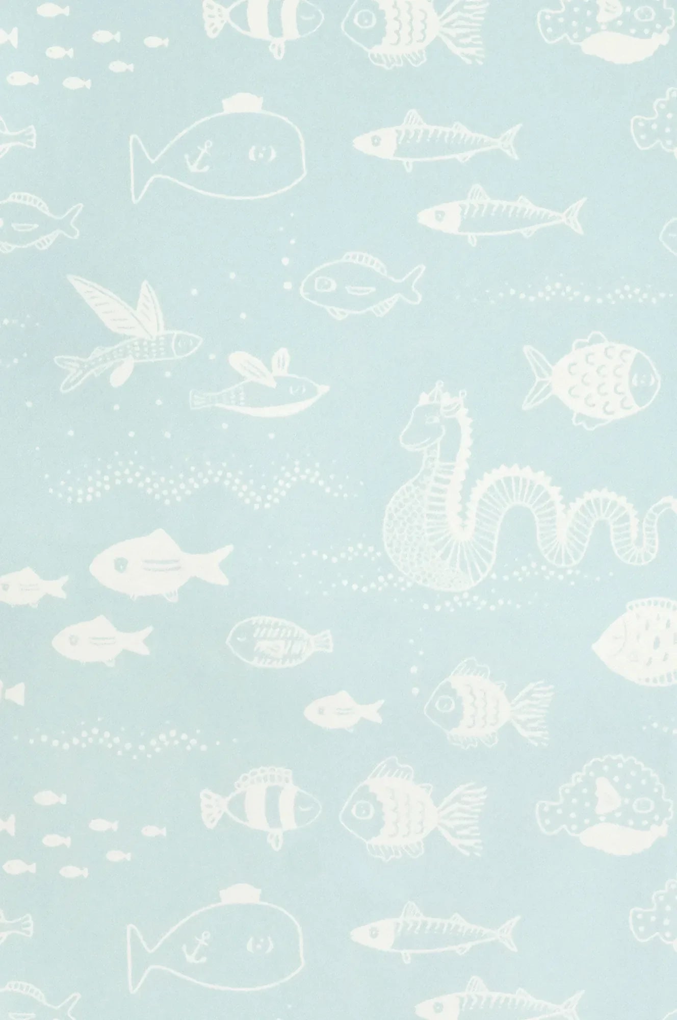 Majvillan The big blue behang in blue kleur in sfeervolle Scandinavische kinderkamer