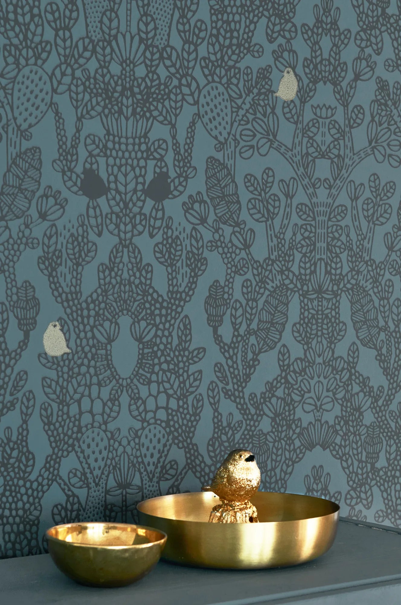 Majvillan Amelie blue behang sfeerbeeld kinderkamer detail