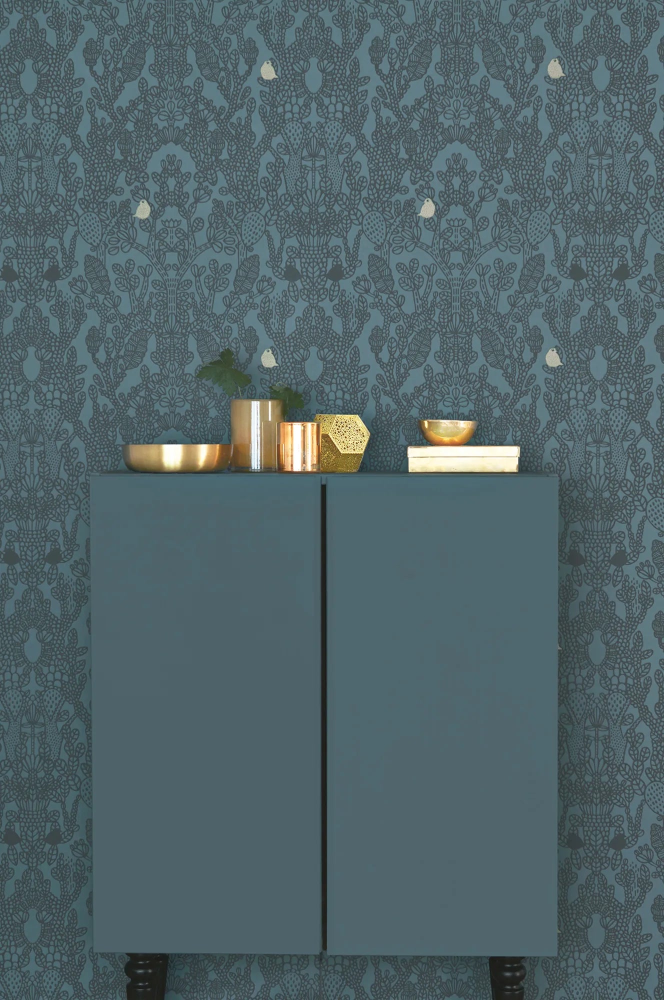 Majvillan Amelie blue behang sfeerbeeld kinderkamer detail