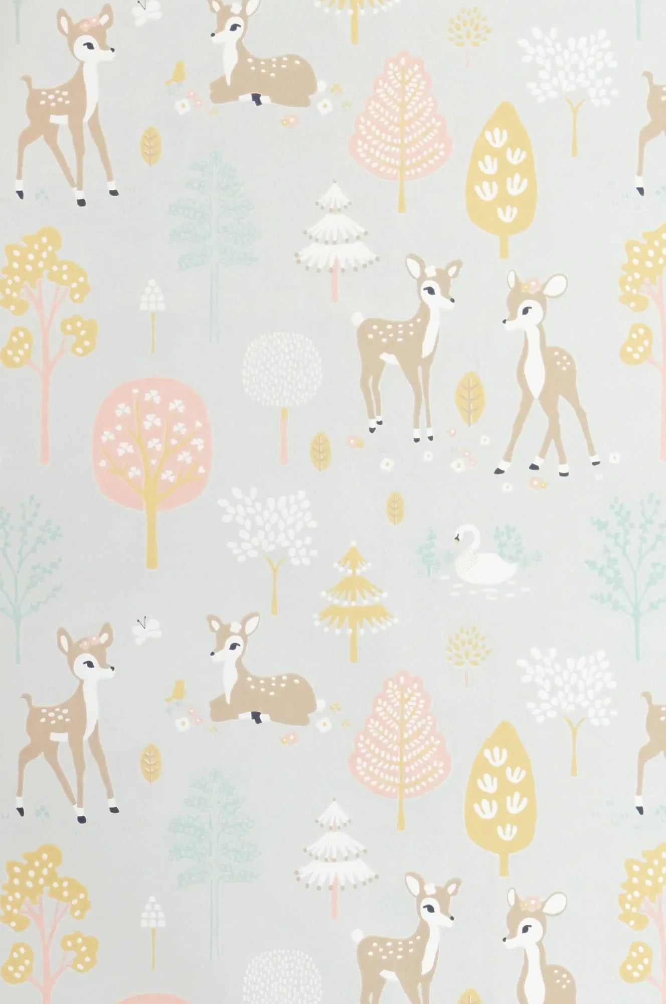 Majvillan Golden woods soft grey behang sfeerbeeld kinderkamer detail