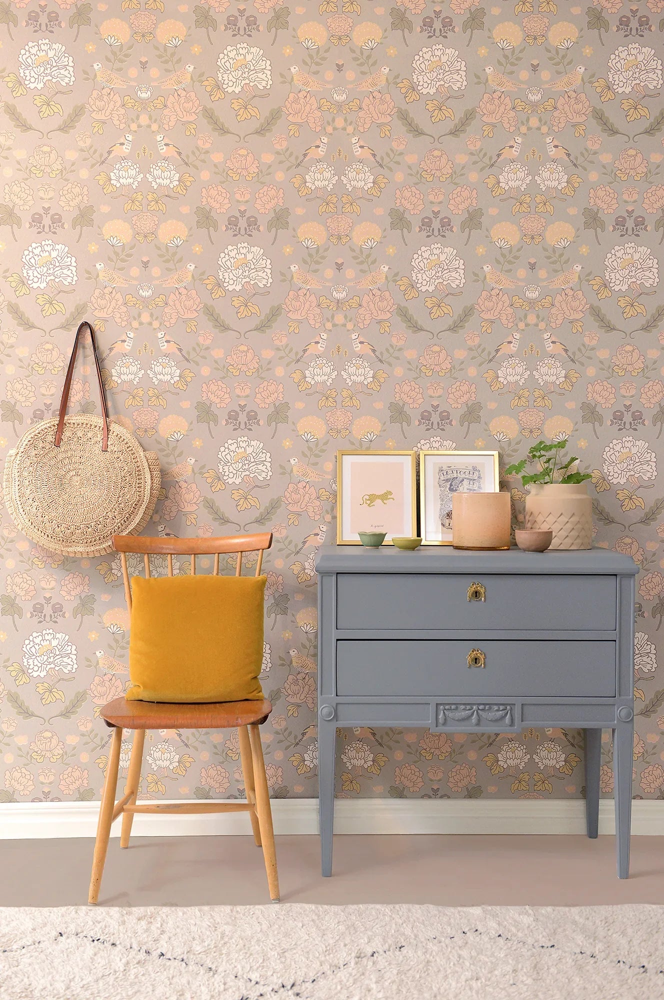 Majvillan June mindful grey behang sfeerbeeld kinderkamer detail