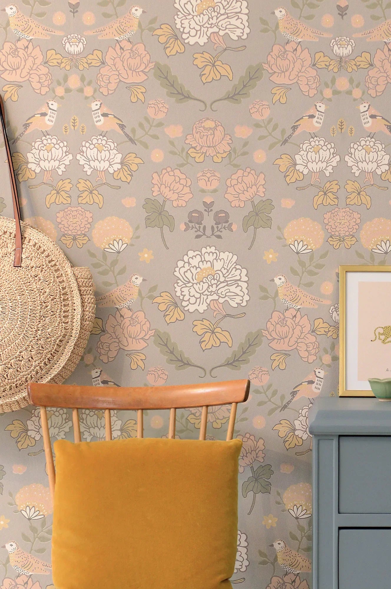 Majvillan June mindful grey behang sfeerbeeld kinderkamer detail