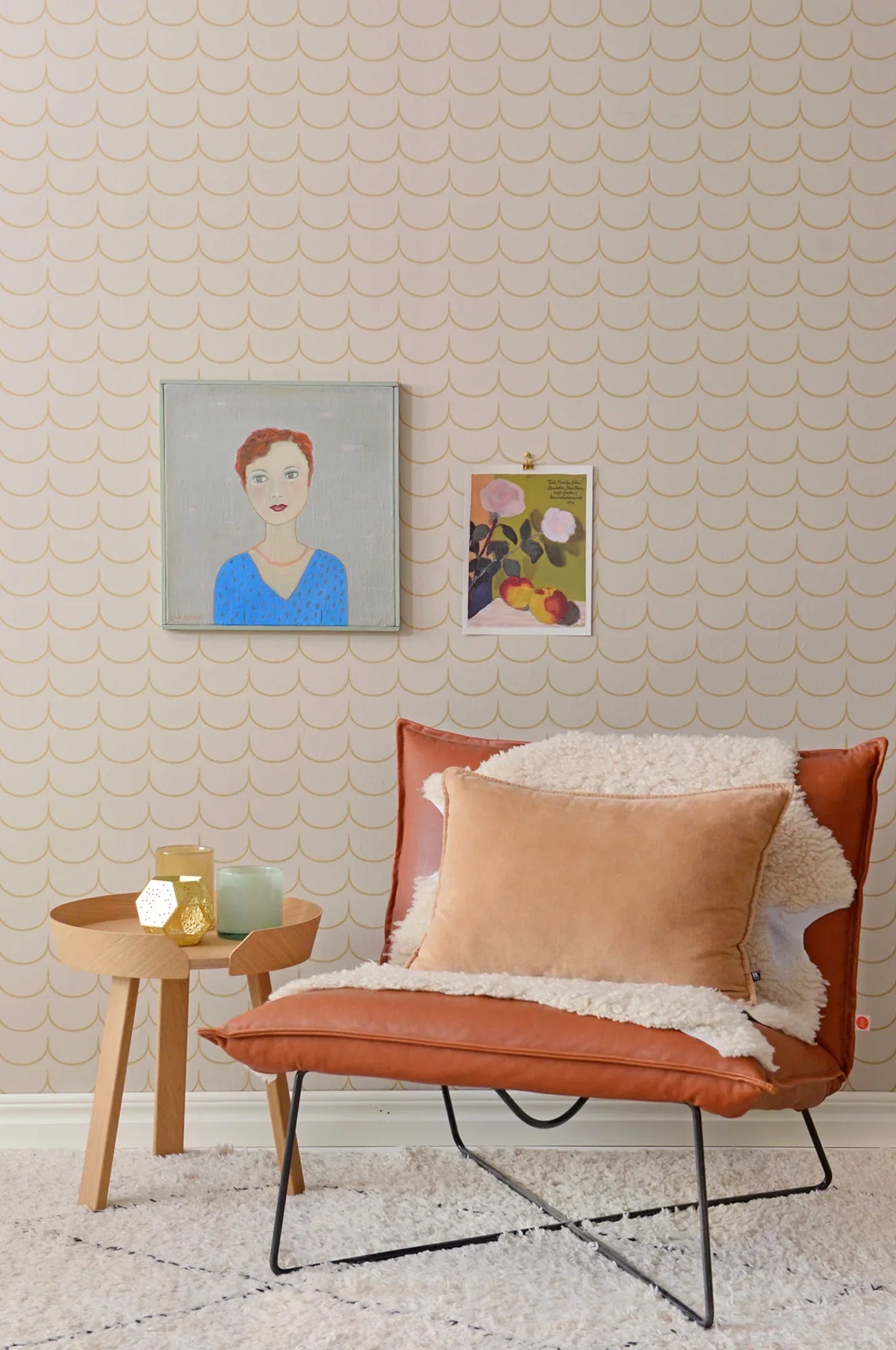 Majvillan Drop curtain greige behang sfeerbeeld kinderkamer detail