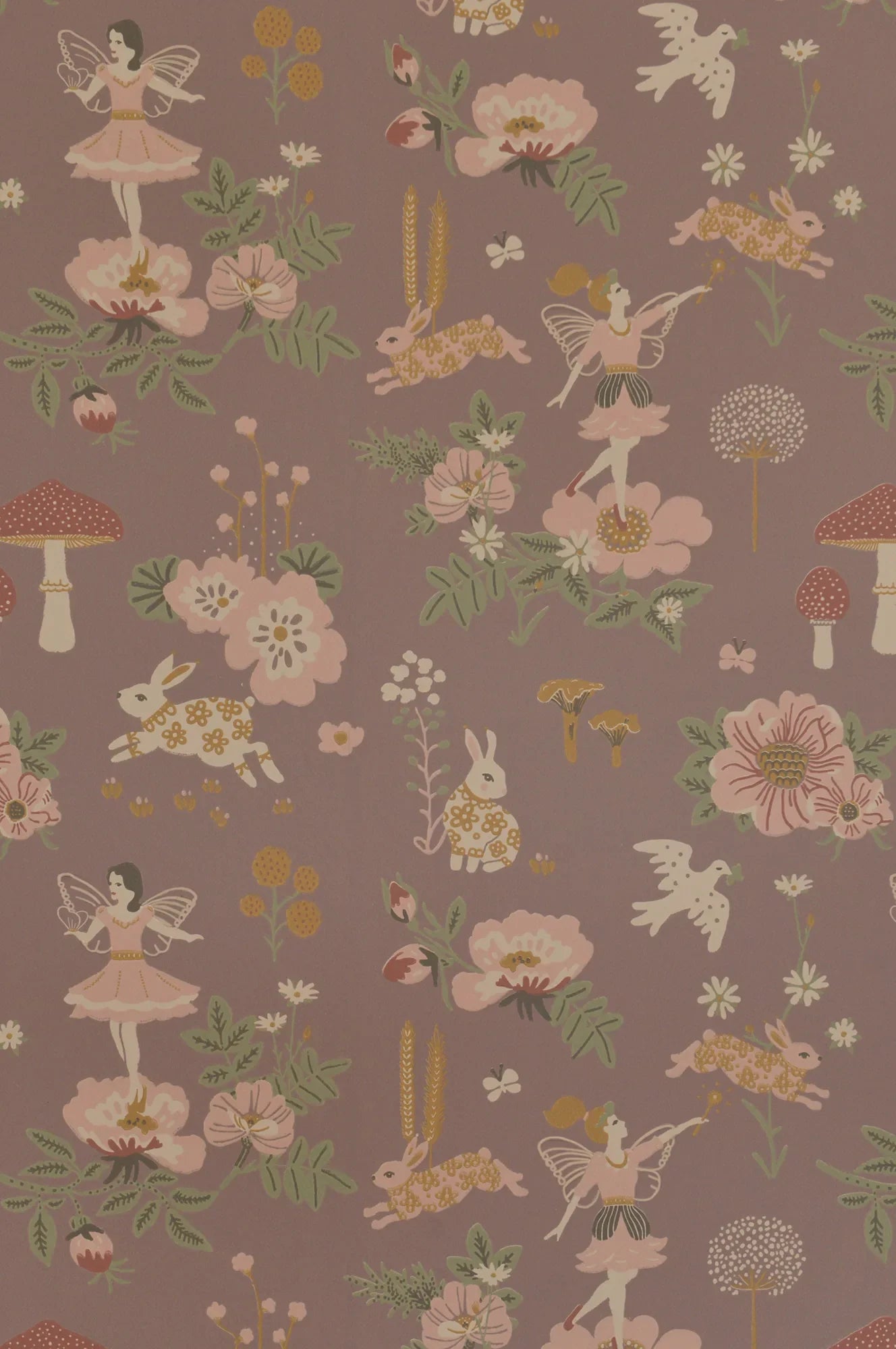 Majvillan Old garden plum behang sfeerbeeld kinderkamer detail