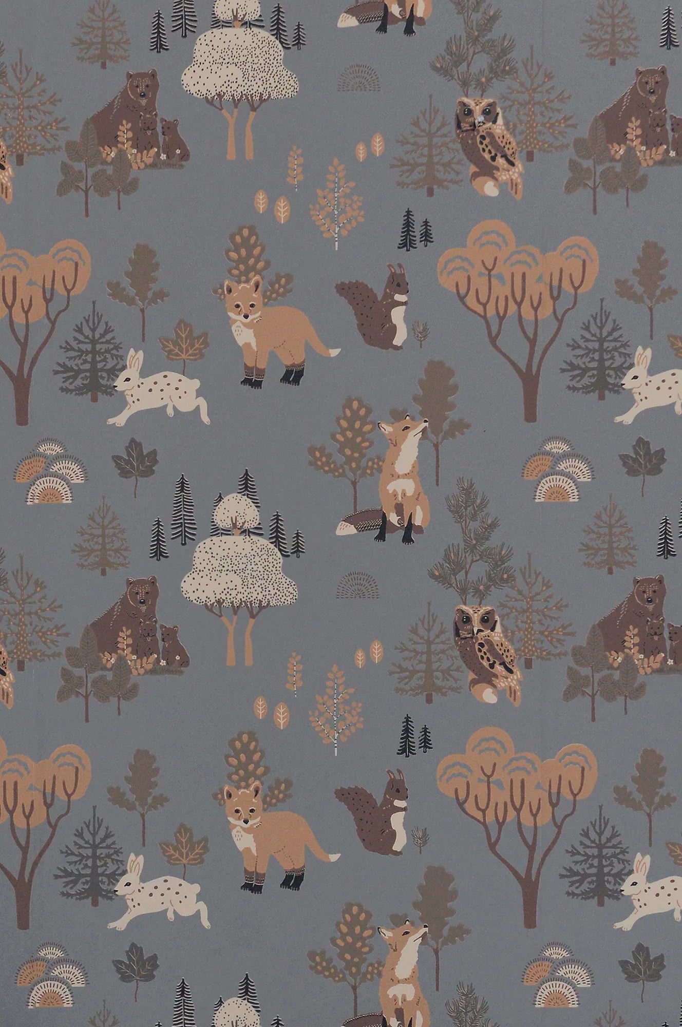 Majvillan Deep forest midnight blue behang sfeerbeeld kinderkamer detail