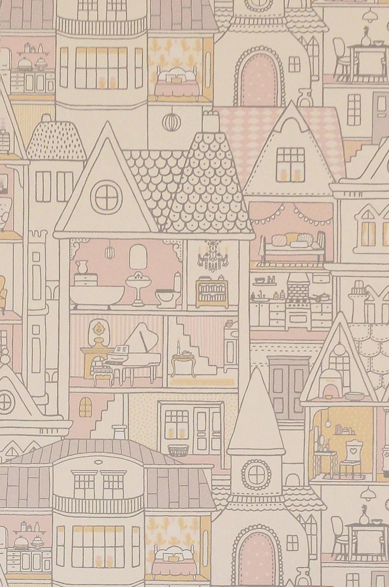 Majvillan Dollhouse wool white behang sfeerbeeld kinderkamer detail