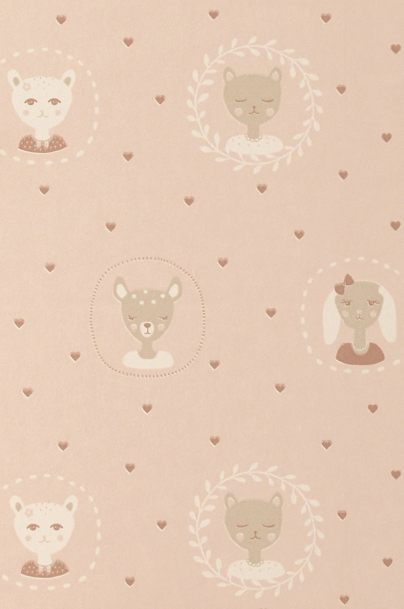Majvillan Hearts dusty warm pink behang sfeerbeeld kinderkamer detail