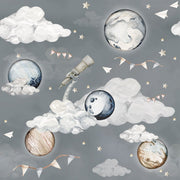 Dekornik Magic Planets Behang kinderkamer behang — Scandinavisch design in zachte kleuren voor babykamer en kinderkamer