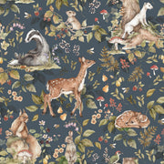 Dekornik Autumn Forest With Animals Behang kinderkamer behang — Scandinavisch design in zachte kleuren voor babykamer en kinderkamer