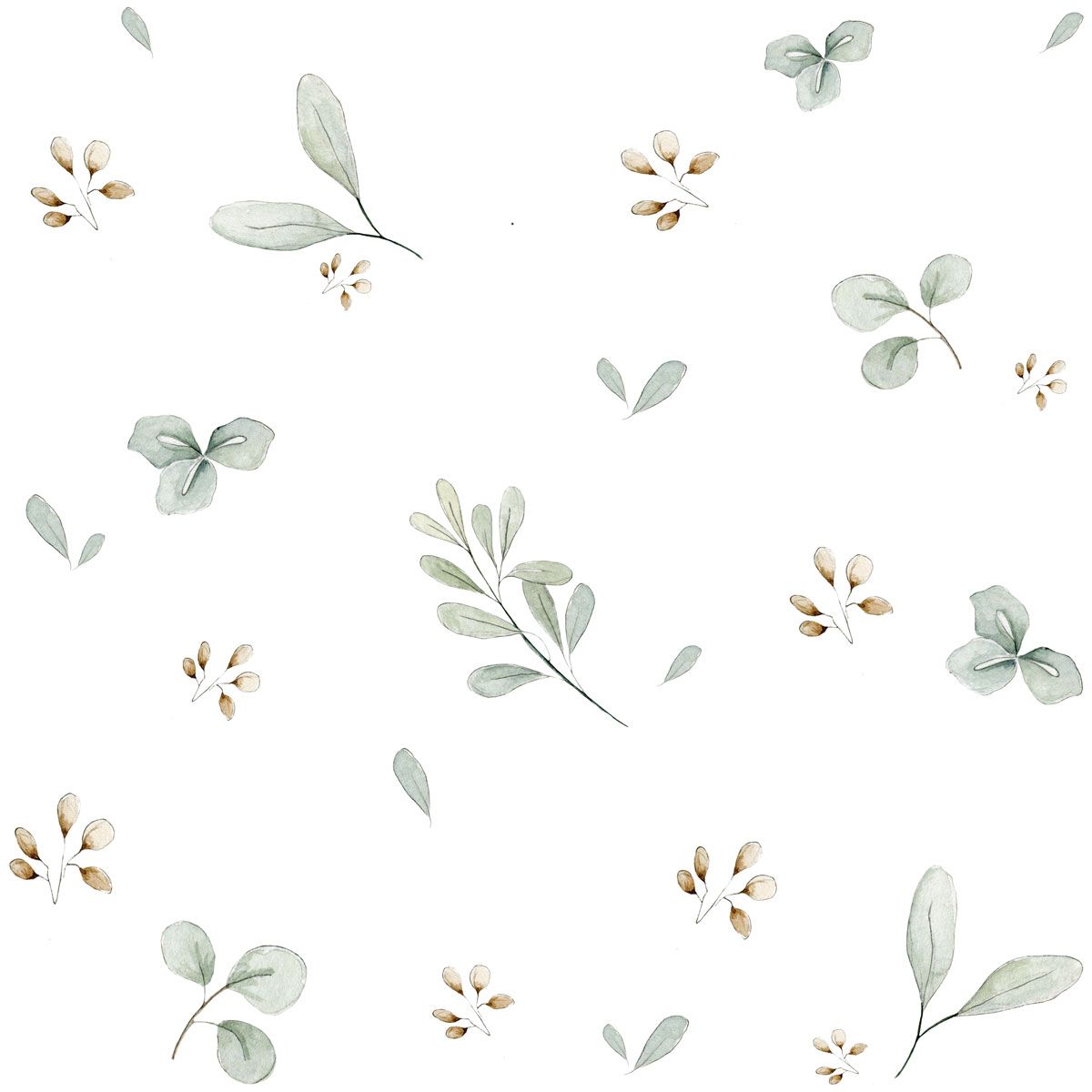 Dekornik Flowers Minimini/ Return To Innocence Behang — Een fijn behang met kleine bloemetjes in een mini-patroon, in zachte tinten, perfect voor een rustige, romantische kinderkamer. Detailopname van het patroon en de kleuren.