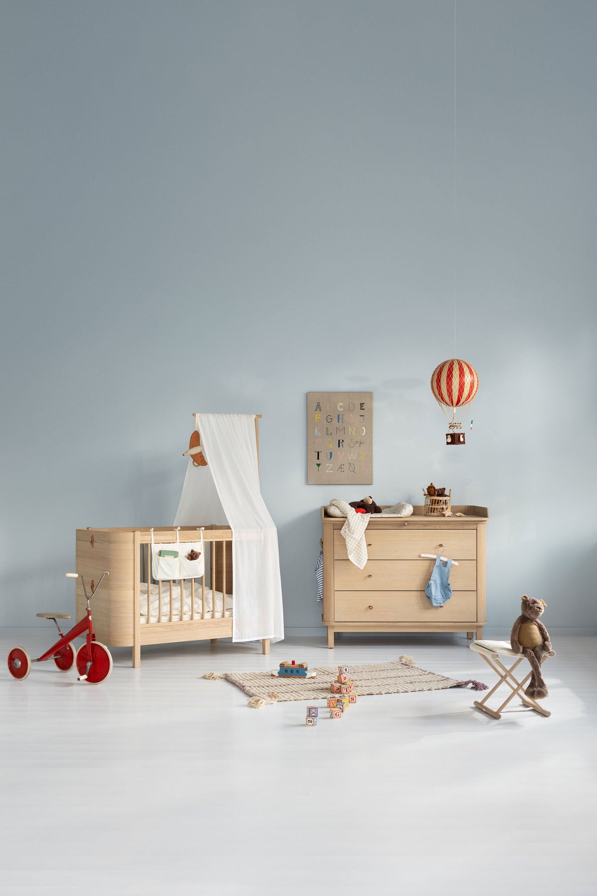 Wood Nursery Dresser 3 Drawers Oak
