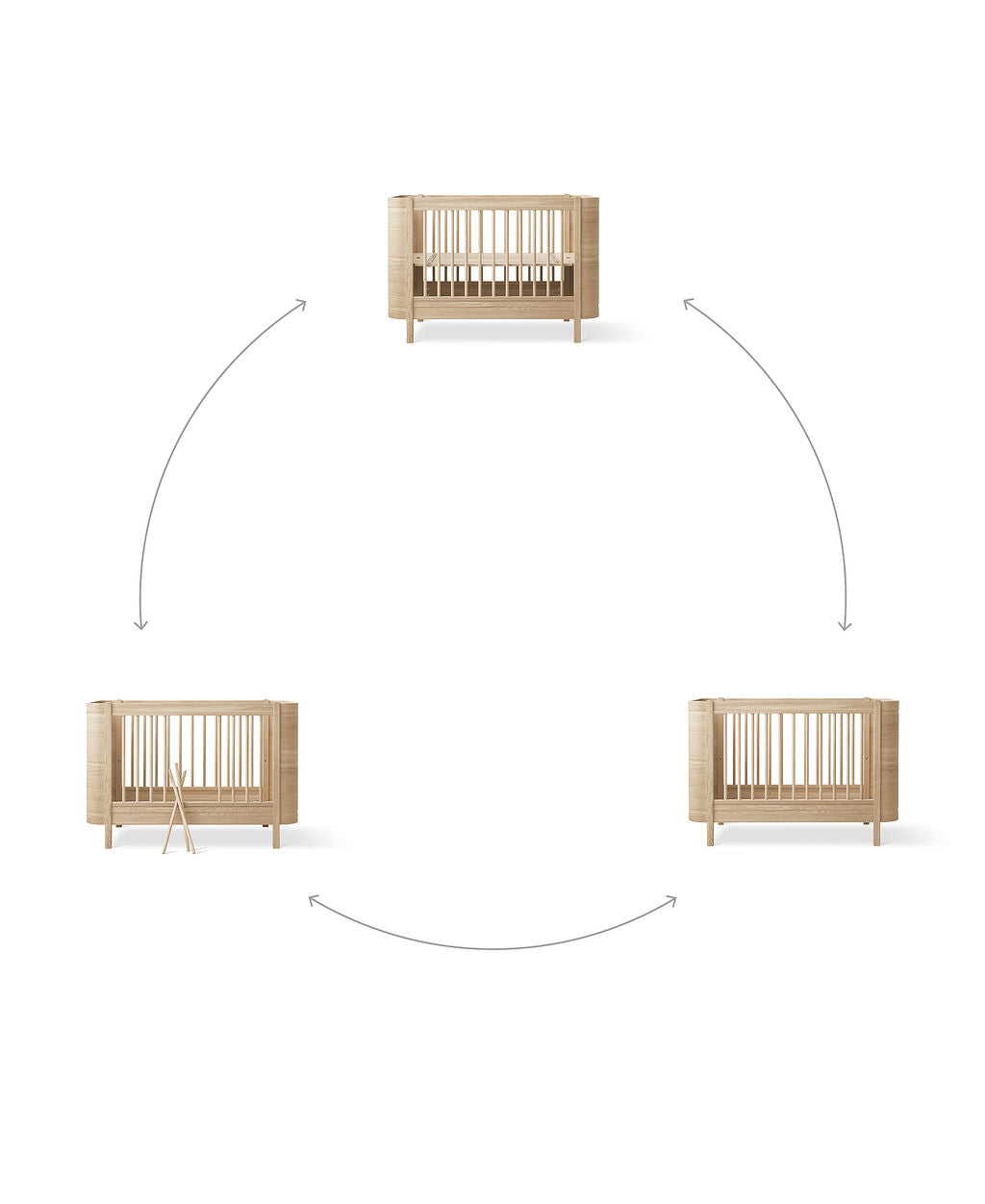 Wood Mini+ Cot Bed Excl. Junior Kit White/oak
