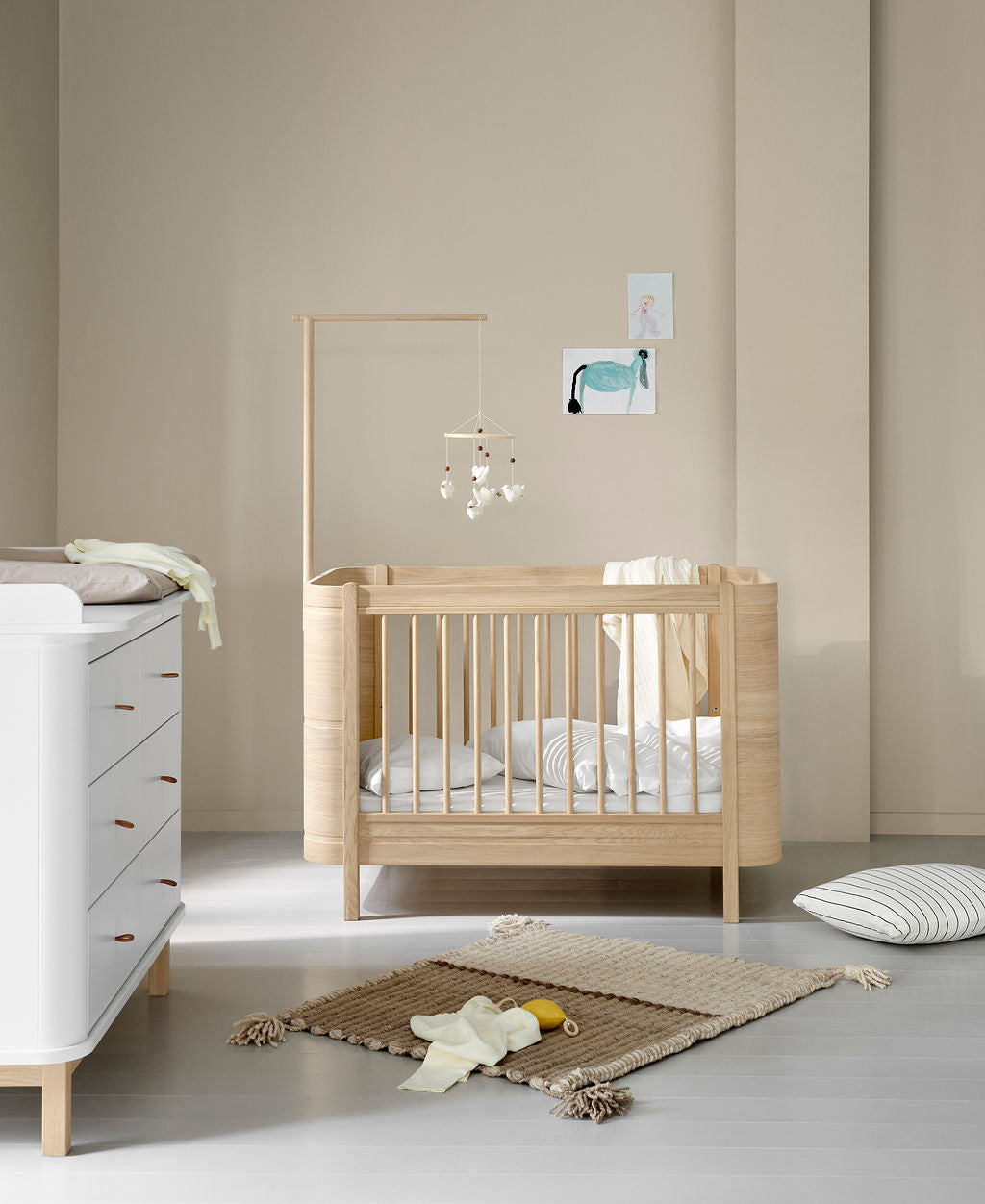 Wood Mini+ Cot Bed Excl. Junior Kit Oak