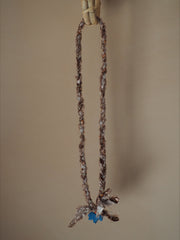 Gevlochten Ketting Met Bedel Bruin/blauw