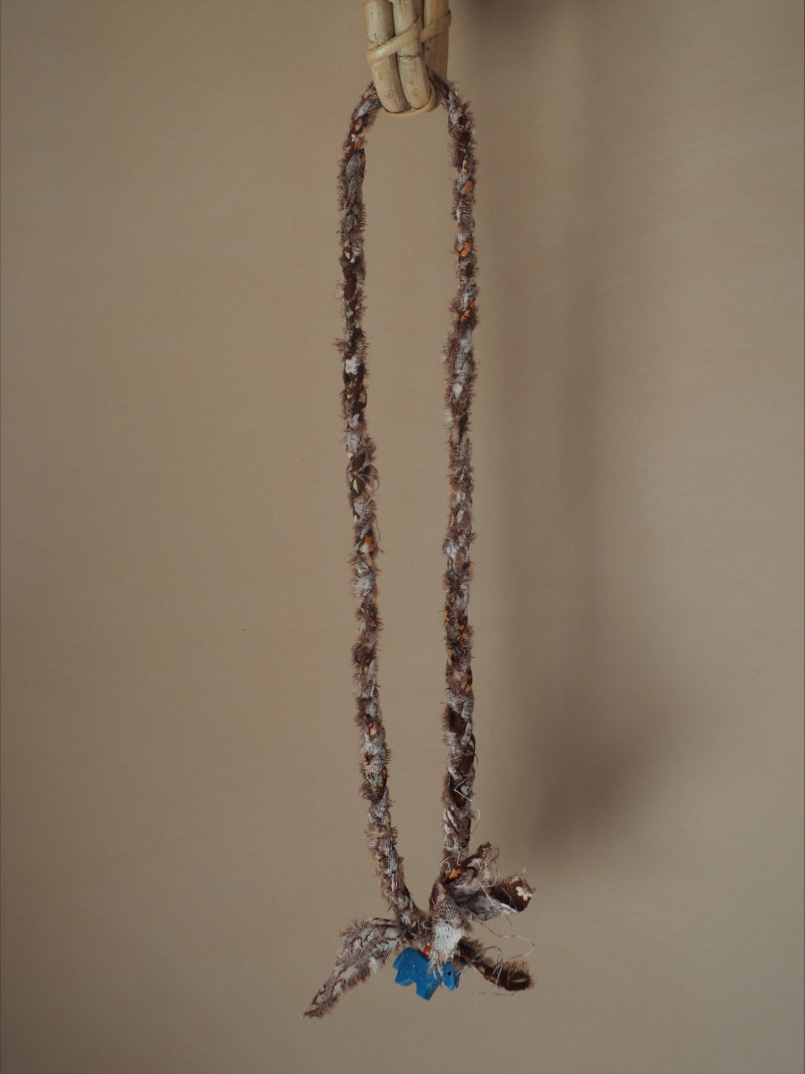 Gevlochten Ketting Met Bedel Bruin/blauw