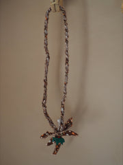 Gevlochten Ketting Met Bedel Bruin/groen
