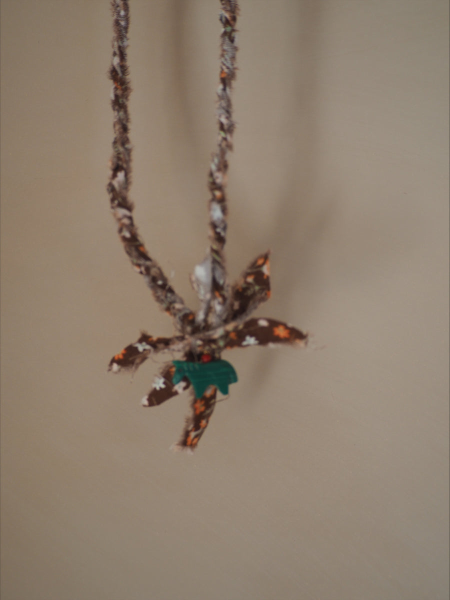 Gevlochten Ketting Met Bedel Bruin/groen