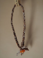 Gevlochten Ketting Met Bedel Bruin/oranje