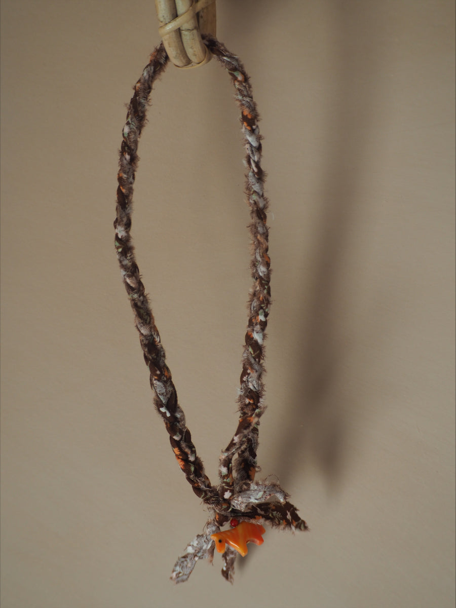 Gevlochten Ketting Met Bedel Bruin/oranje