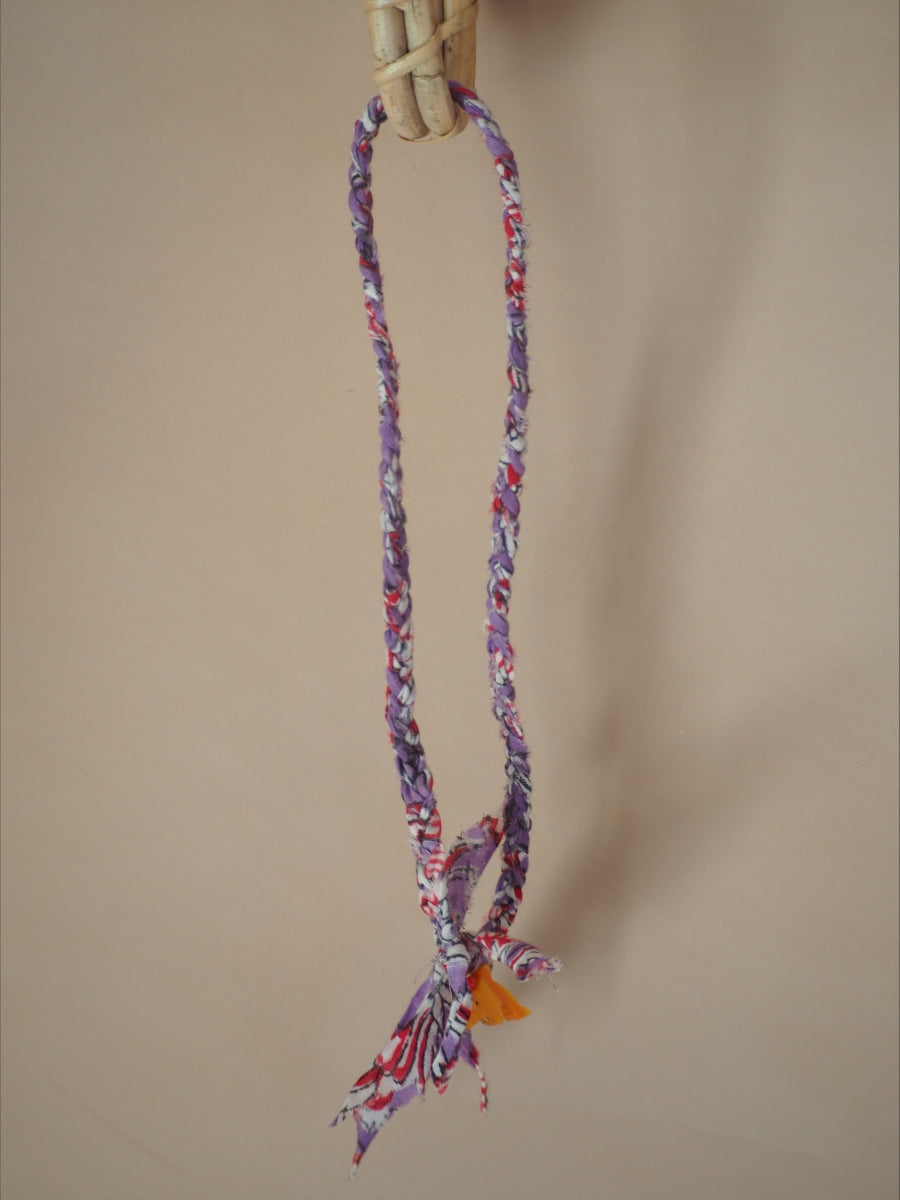 Gevlochten Ketting Met Bedel Paars/oranje