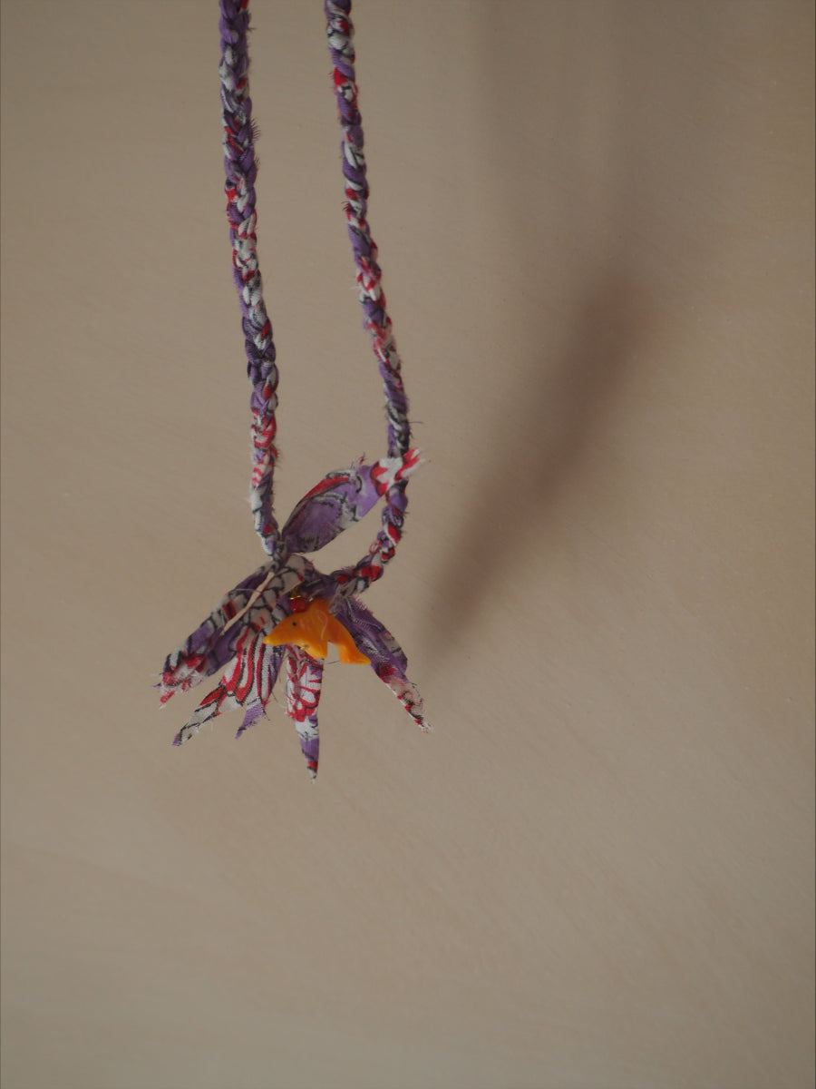 Gevlochten Ketting Met Bedel Paars/oranje