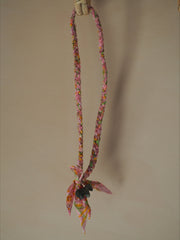 Gevlochten Ketting Met Bedel Roze/oranje/grijs