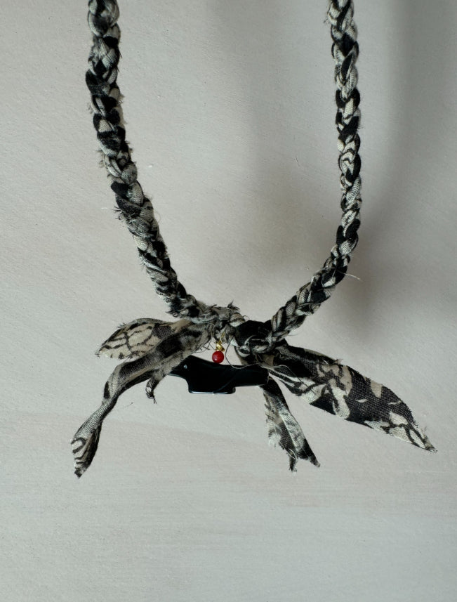 Gevlochten Ketting Met Bedel Zwart