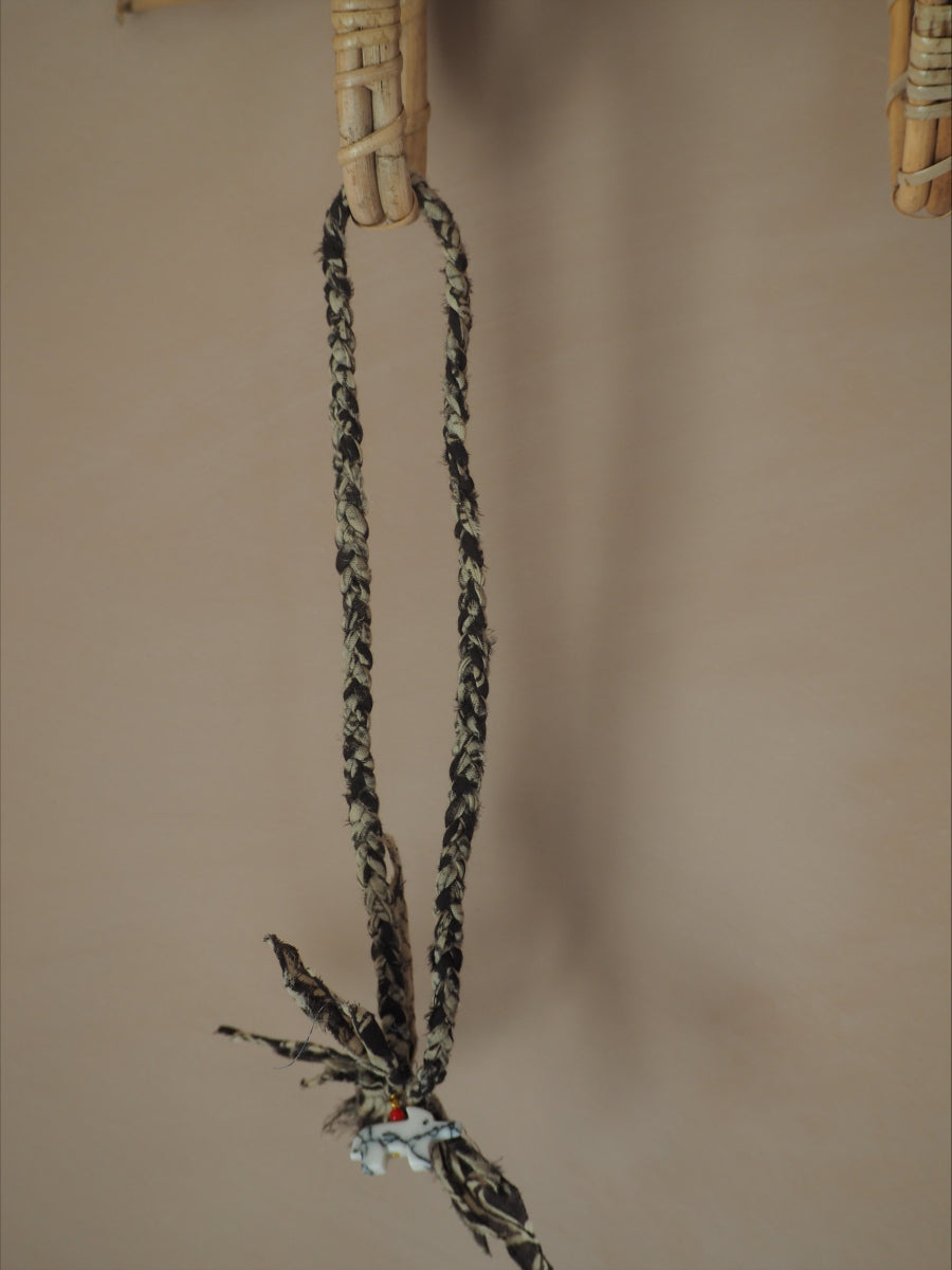 Gevlochten Ketting Met Bedel Zwart/wit