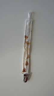 Speenkoord Wit Met Beige En Geel Borduursel