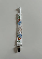 Speenkoord Wit Met Blauw En Rode Bloemen