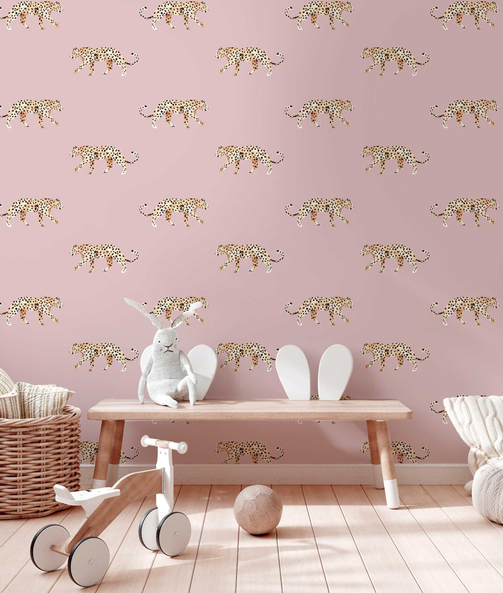 Behang Leopard Dusty Pink