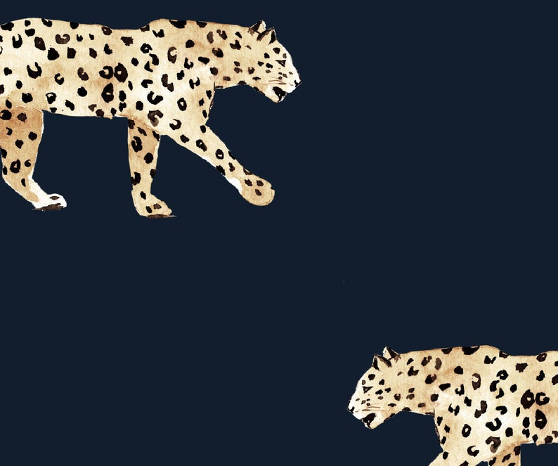 Behang Leopard Navy