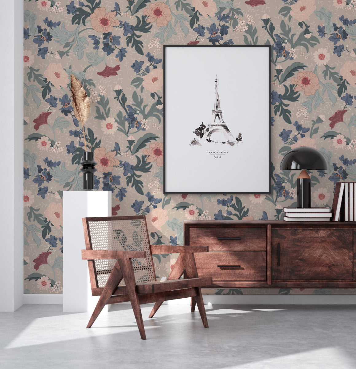 Feline Forest Flower Beige