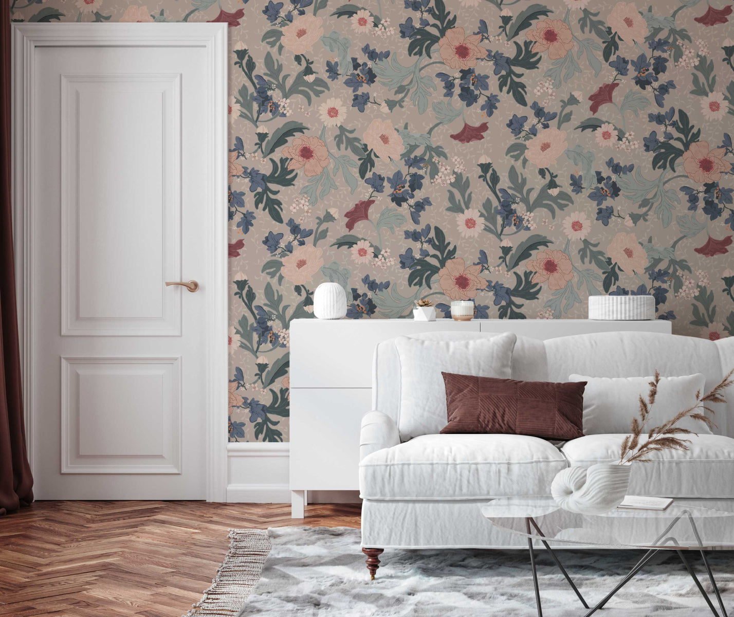 Feline Forest Flower Beige
