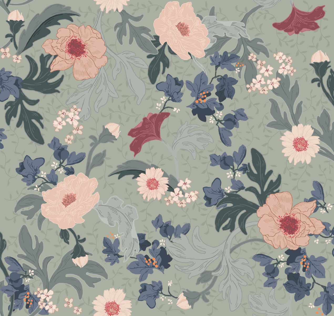 Feline Forest Flower Green