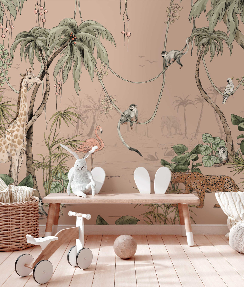 Mural Jungle Jazz Dusty Blush