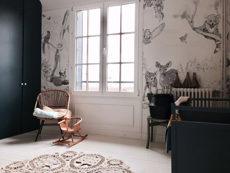 Mural Magical Forest Black White