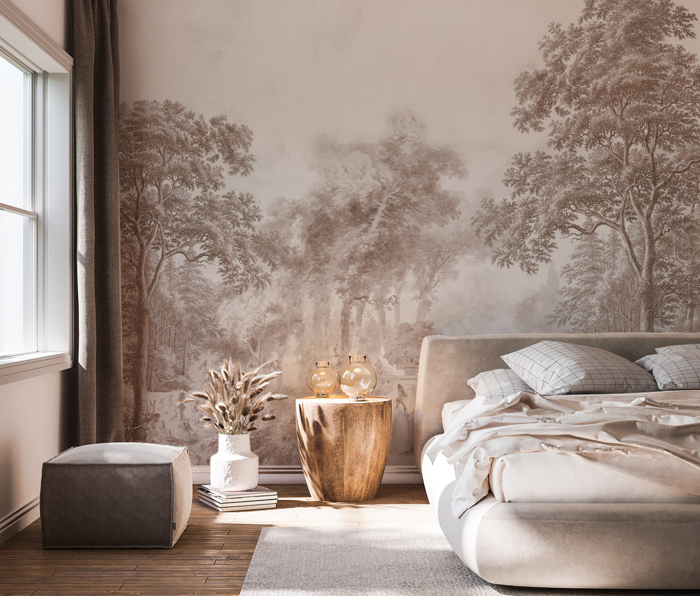 Mural Romantic Garden Brown