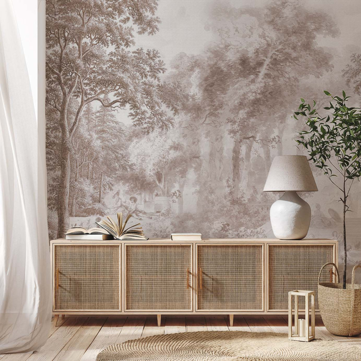Mural Romantic Garden Brown