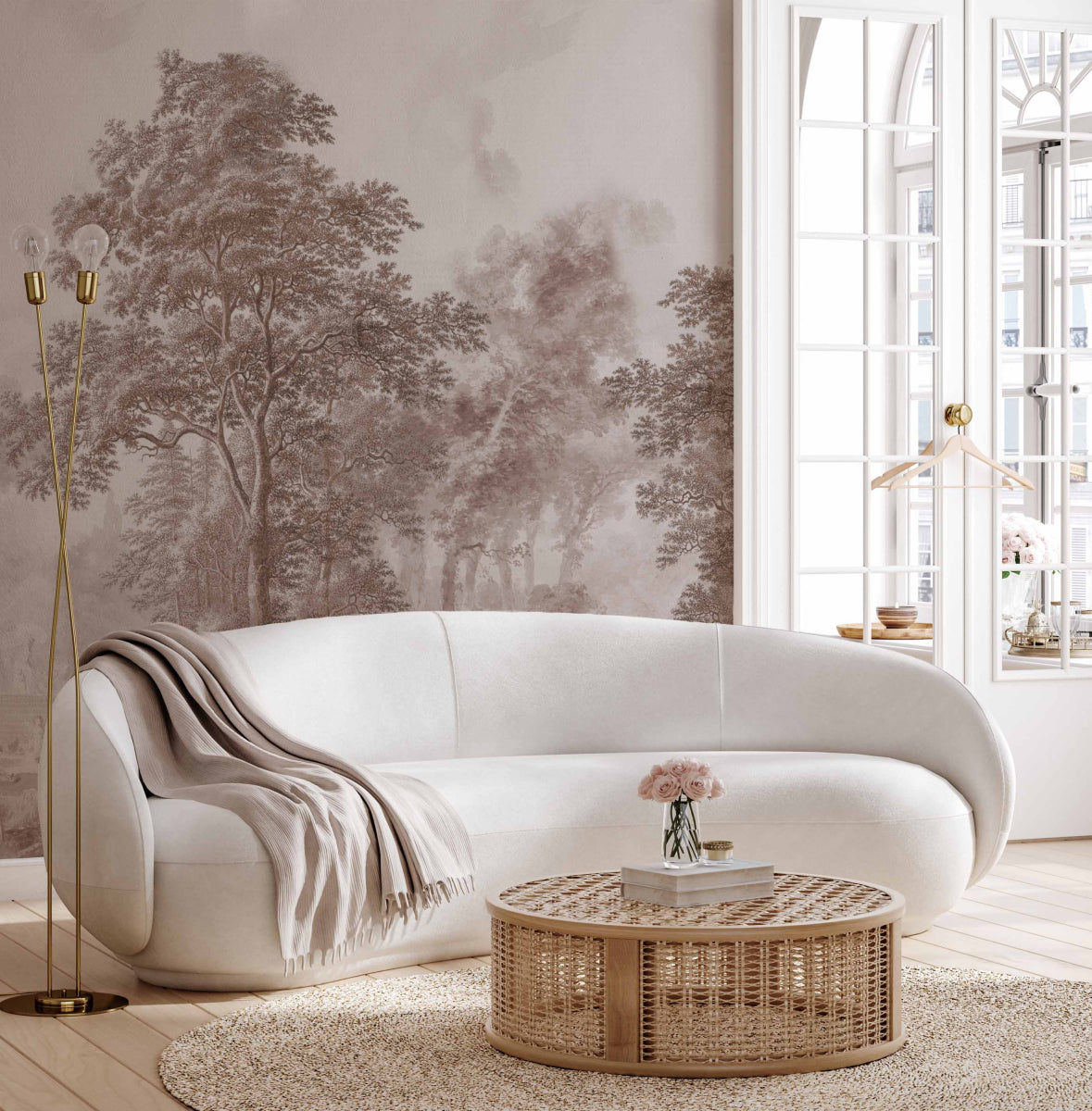 Mural Romantic Garden Brown