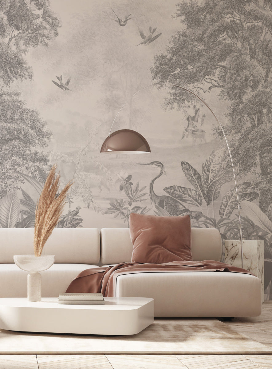 Mural Scenic Landscape Grey
