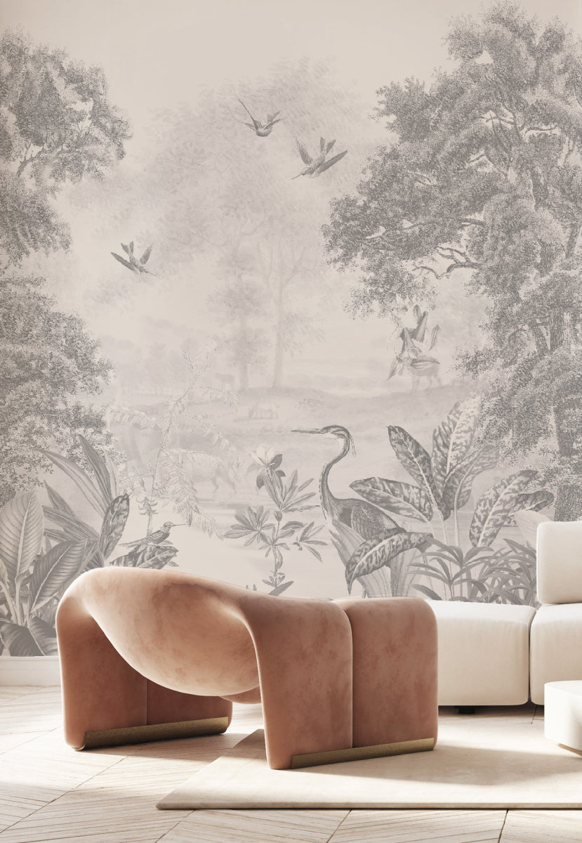 Mural Scenic Landscape Grey