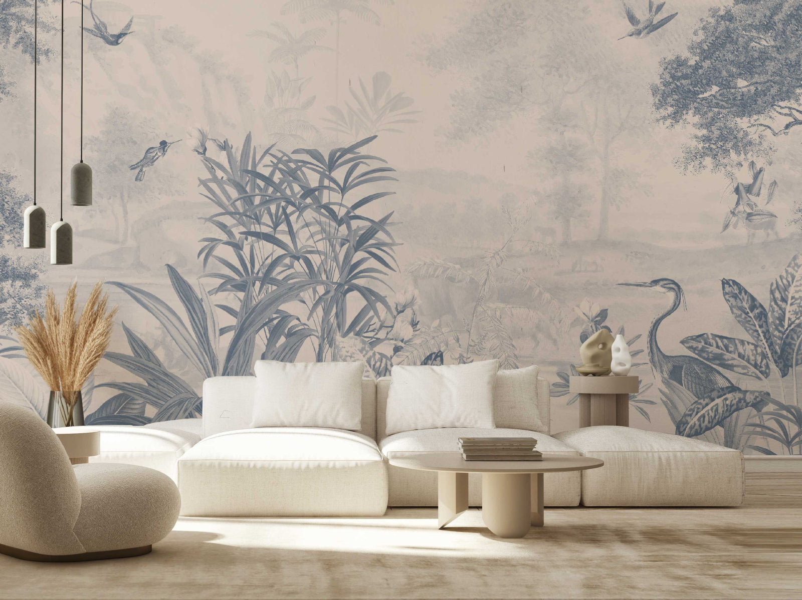 Mural Scenic Landscape Tonal Blue