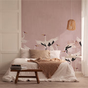 Mural Stork Dark Blush