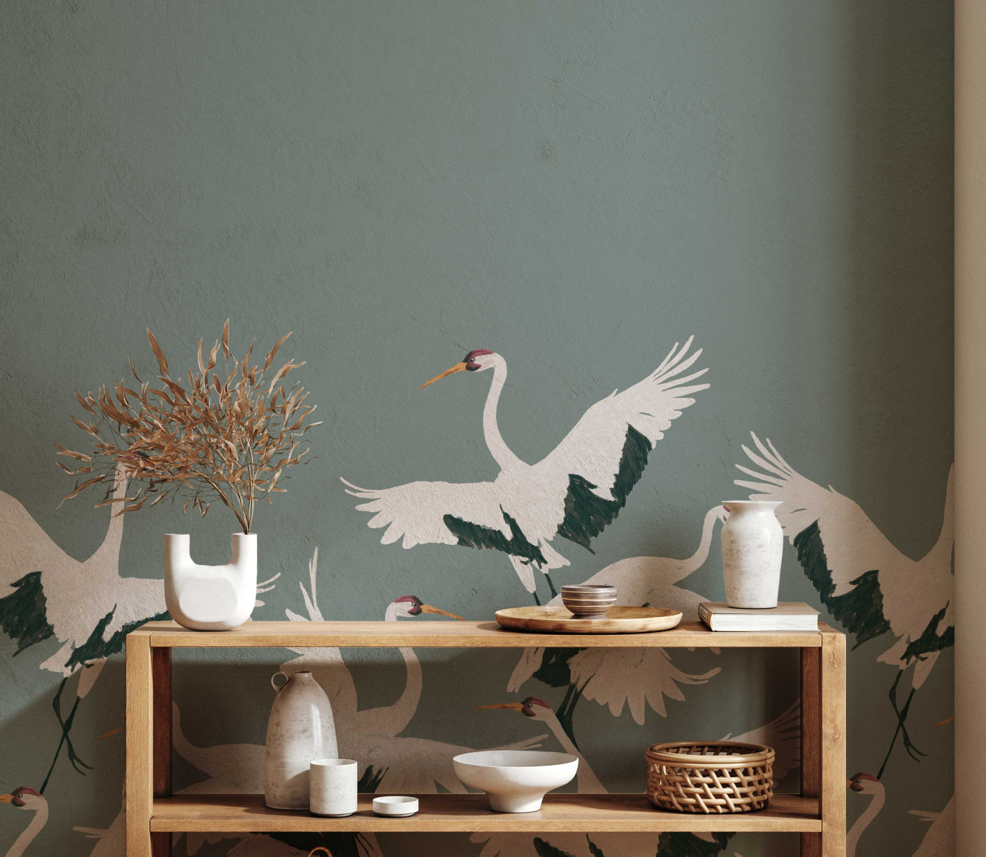 Mural Stork Teal
