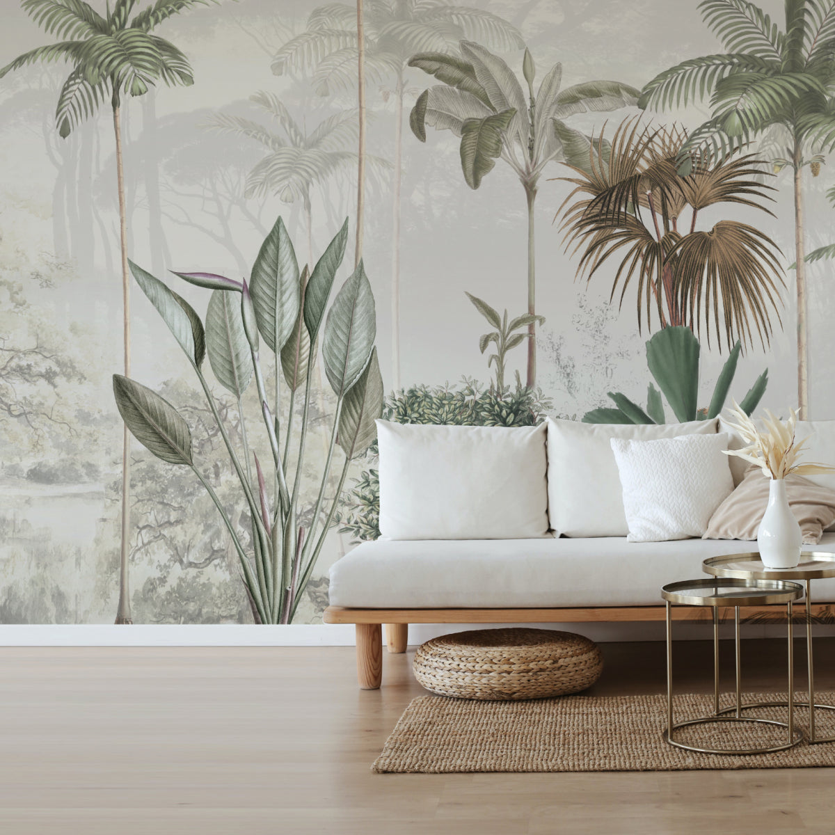 Mural Tropical Wilderness Beige Green