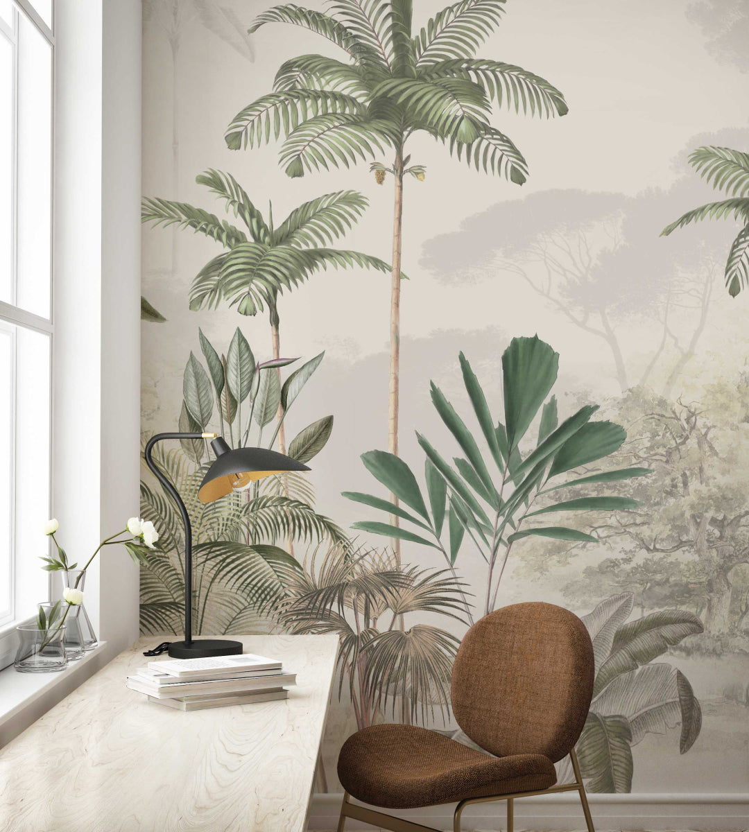 Mural Tropical Wilderness Beige Green