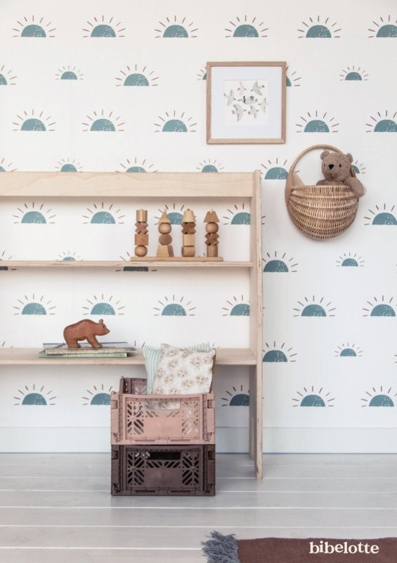 Behang Ochtendgloren Denimblauw