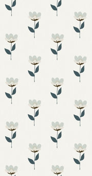 Behang Retro Bloem Blauw